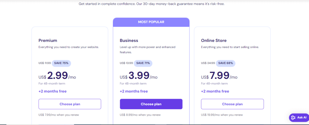 Hosting Plans and Features